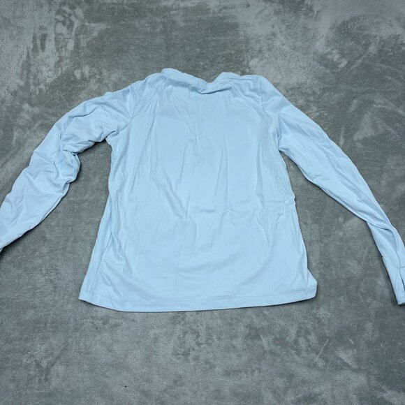 Mondetta Womens Active Long Sleeve Top M Light Blue Recycled Nylon NWT 6580 - Picture 2 of 8